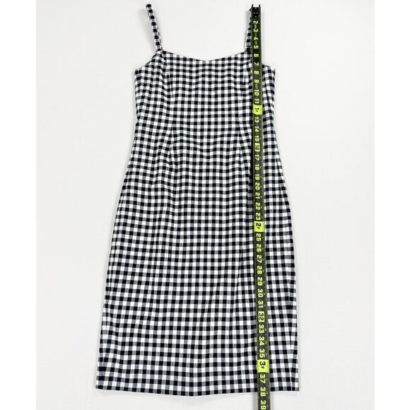 J Crew Women's Sweetheart Gingham Sheath Dress Size 2 Black White Linen Blend - Picture 16 of 16